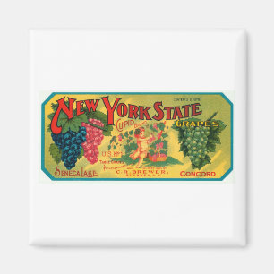 New York State Seneca Sjö Grapes Vintage Låda La Magnet
