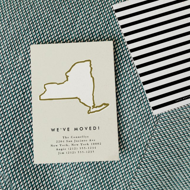 New York State Vi har flyttat Chic Hand Drawn Flyt Meddelande (Chic hand-drawn New York state moving announcement.)