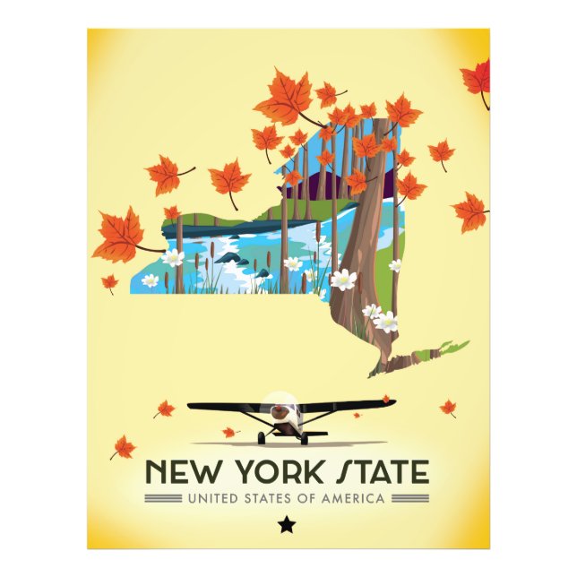 New York State Vintage-resoraffisch Fototryck (Framsidan)
