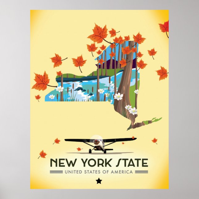 New York State Vintage-resoraffisch Poster (Framsidan)