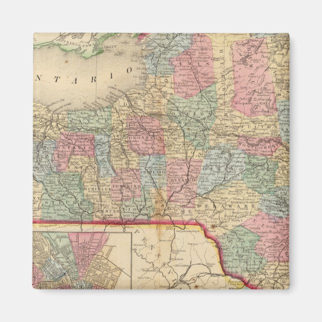 New York-staten Karta av Mitchell Magnet (Framsidan)