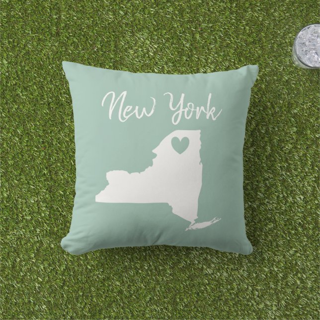 New York-staten karta kärlek Dekorativ kudde (Gräs)