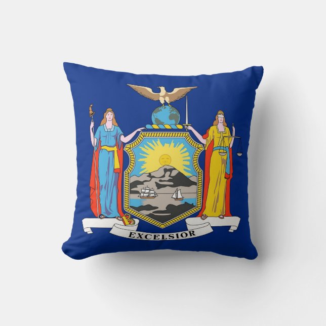 New York Statlig flagga American MoJo Pillow Kudde (Framsida)