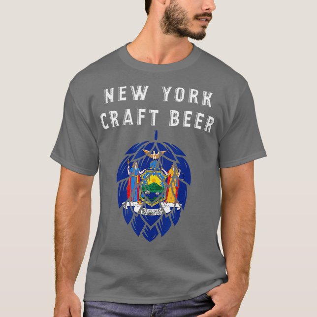 New York Statlig flagga Craft Beer Beer Älskare Wh T Shirt (Framsida)