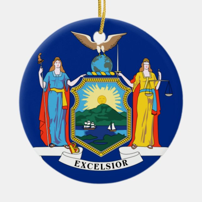 New York Statlig flagga Julgransprydnad Keramik (Framsidan)