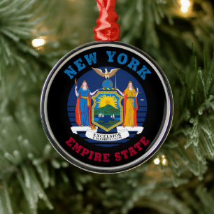 NEW YORK STATLIG FLAGGA JULGRANSPRYDNAD METALL