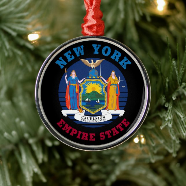 NEW YORK STATLIG FLAGGA JULGRANSPRYDNAD METALL (Träd)