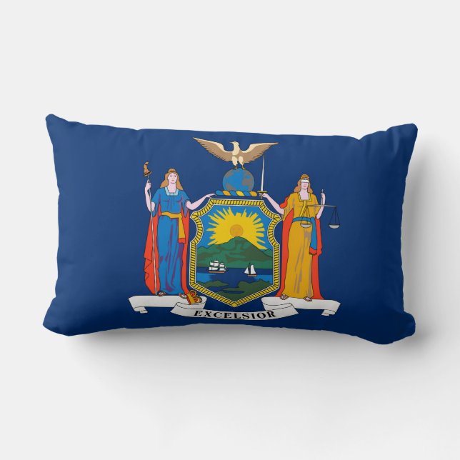 New York Statlig flagga Print Patriotic Lumbarkudde (Baksida)