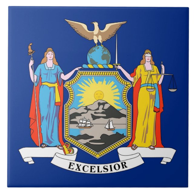 New York Statlig flagga Tile Kakelplatta (Framsidan)