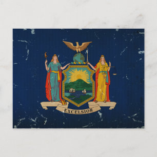 New York Statlig flagga VINTAGE Vykort