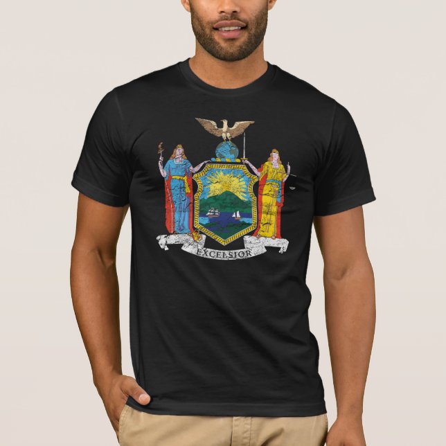 New York statlig flaggaGrunge Tee Shirt (Framsida)