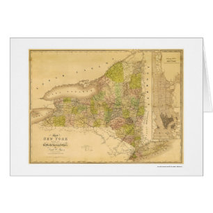 New York statlig tidig karta 1839 Hälsningskort
