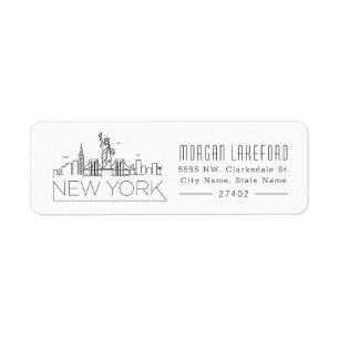 New York Stylized horisont Returadress Etikett