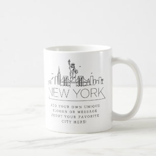 New York Stylized Skyline Anpassningsbar Slogan Kaffemugg