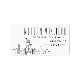 New York Stylized Skyline Large Address Label Adressetikett