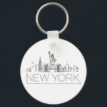 New York Stylized Skyline Nyckelring<br><div class="desc">En unik nyckelring som representerar den vackra staden/staten New York. Den här nyckelkedjan har en stiliserad illustration av stadens unika skylt med namn under.</div>