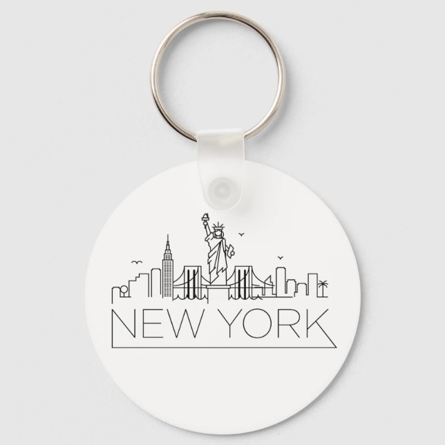 New York Stylized Skyline Nyckelring (Framsida)