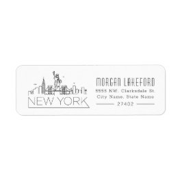 New York Stylized Skyline | Returadress Etikett