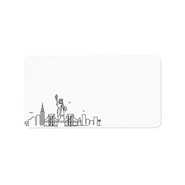 New York Stylized Skyline | Tom etikett Adressetikett (Framsidan)