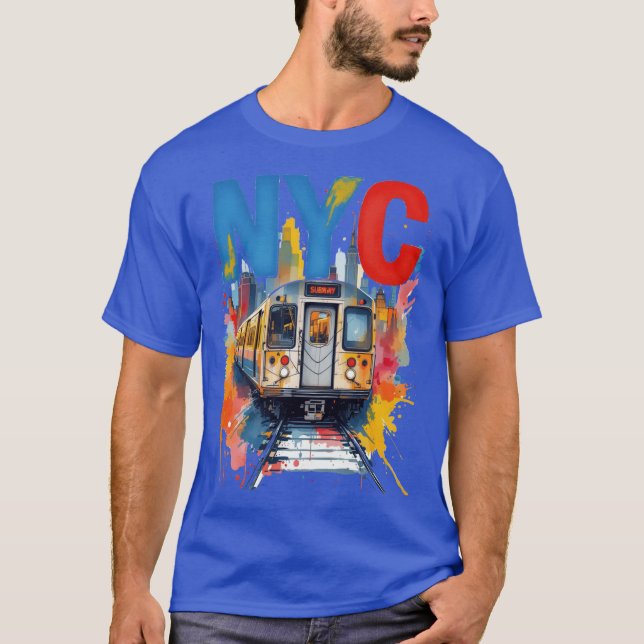New York Subway NYC Subwayregn akvarell stil T Shirt (Framsida)