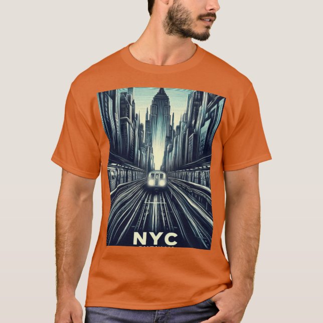 New York Subway NYC Subwayregn cesium rolig T Shirt (Framsida)