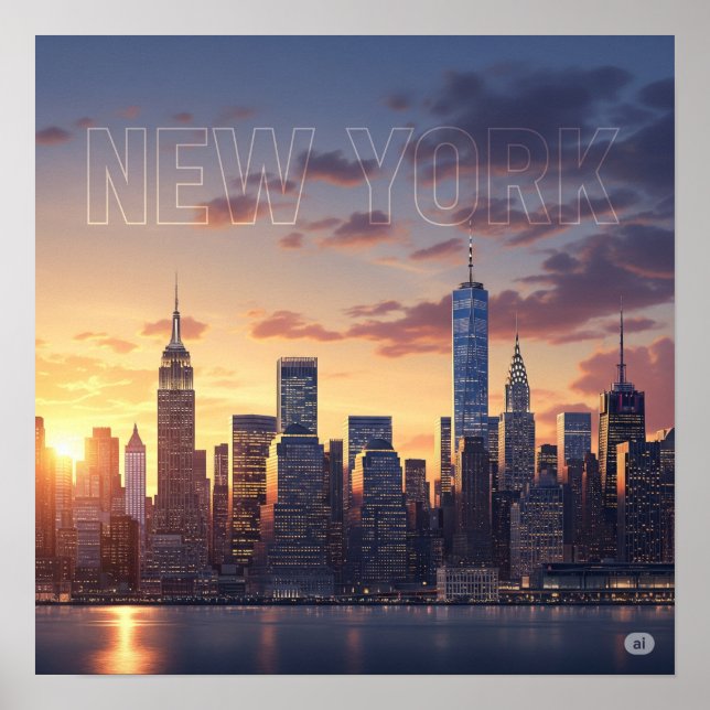 New York Sunset Poster (Framsidan)