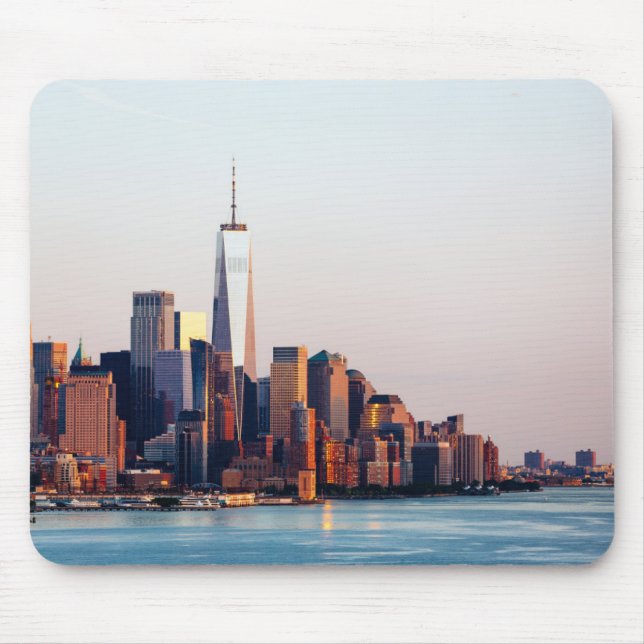 New York Sunset Skyline View of World Trade Center Musmatta (Framsidan)