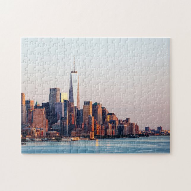 New York Sunset Skyline View of World Trade Center Pussel (Horisontell)