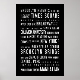 New York, svart och vit poster