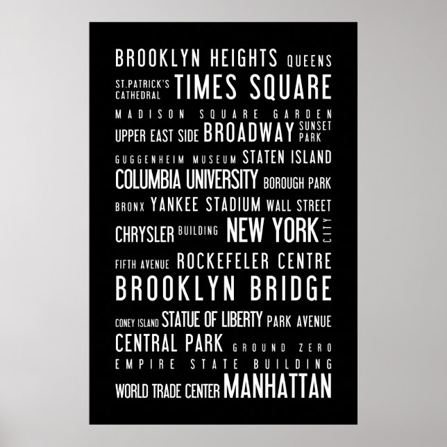 New York, svart och vit poster (Framsidan)