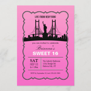 New York sweet sixteeninbjudan Inbjudningar