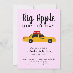 New York Taxi Big Apple Bachelorette Party Inbjudningar