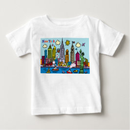 New York Tecknad Sightsee Byggnad T Shirt
