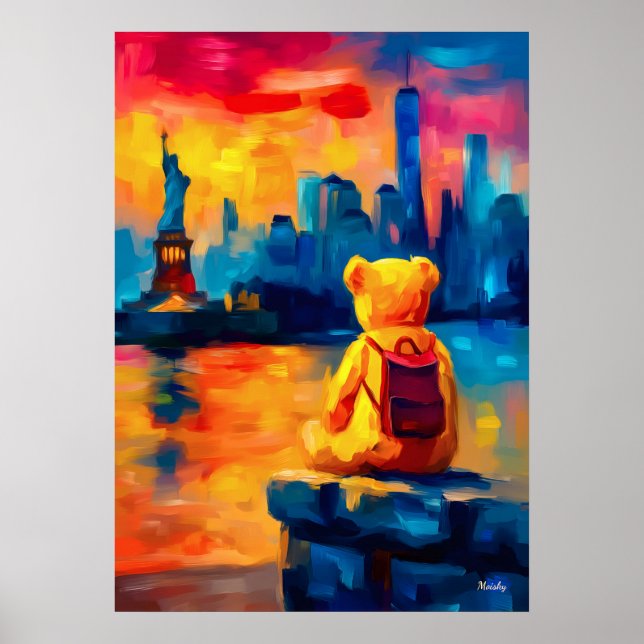 New York Teddy Fauvist Liberty Sunset Print Poster (Framsidan)
