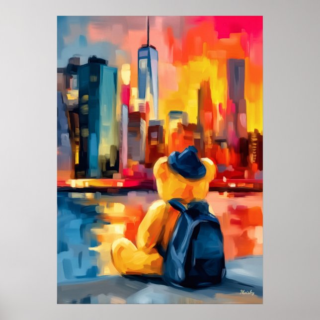 New York Teddy Fauvist Manhattan Skyline Print Poster (Framsidan)
