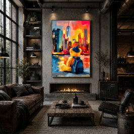 New York Teddy Fauvist Manhattan Skyline Tryck