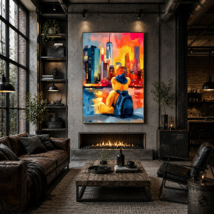 New York Teddy Fauvist Manhattan Skyline Tryck