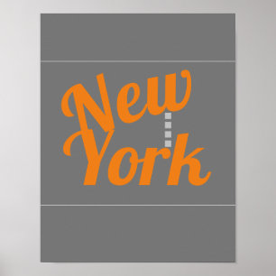 New York-textdesign poster orange och grått modern