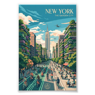 New York The Garden City Vintage Resemålning Poste Fototryck
