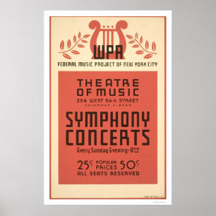 New York Theater Music 1940 WPA Poster