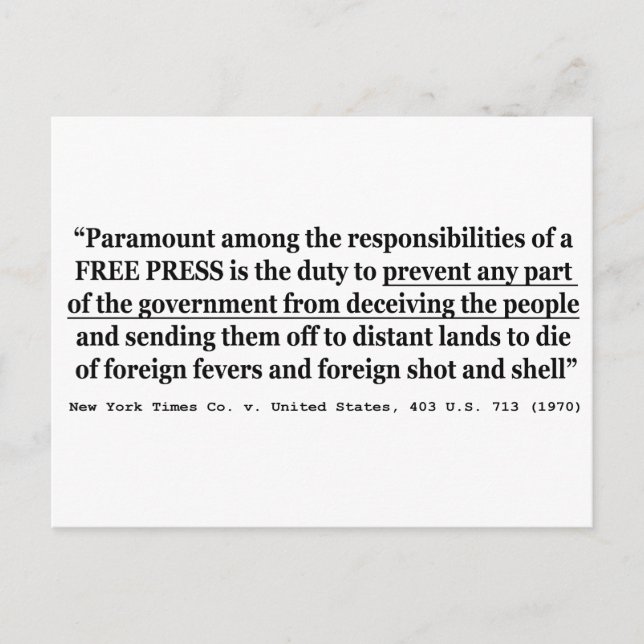 New York Times Co mot United Stater 403 US 713 197 Vykort (Framsida)