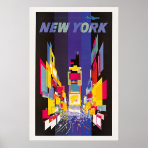 New York Times kvadrerar vid nattabstrakt Poster