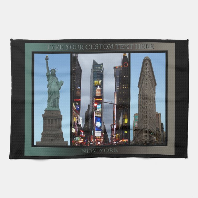 New York Towel Personlig NYC Landmark Tea Towel Kökshandduk (Horisontell)