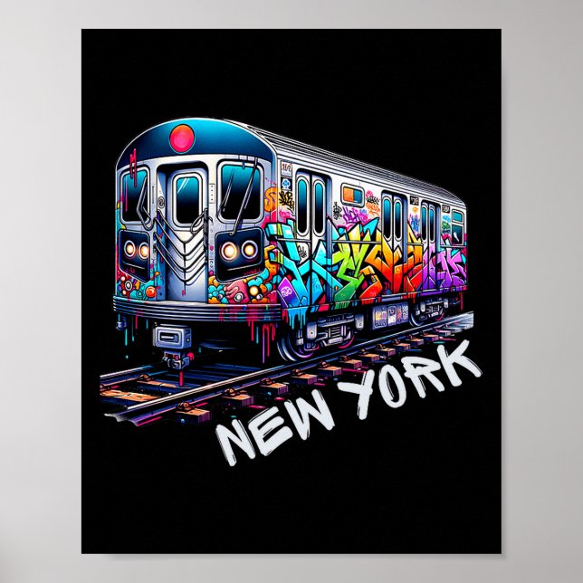 New York Train Graffiti Style, Nyc Subway Car Retr Poster (Framsidan)
