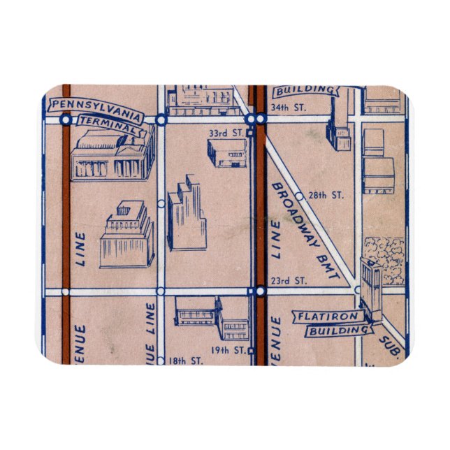 NEW YORK TUNNELBANAN KARTA, 1940 2 MAGNET (Horisontell)