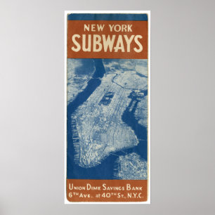NEW YORK TUNNELBANAN KARTA 1940 POSTER