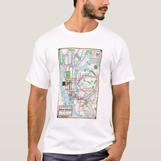 New York: Tunnelbanankarta, 1940 T-shirt (Framsida)