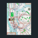 New York: Tunnelbanankarta, 1940 Vykort<br><div class="desc">Karta av tunnelbanansystemet av New York City som publiceras av den fackliga Dimesparbanken,  1940. | legitimation: 0091976</div>