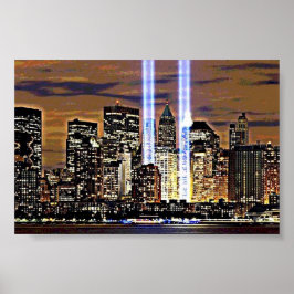 New York Twin Torn Light Beams Poster