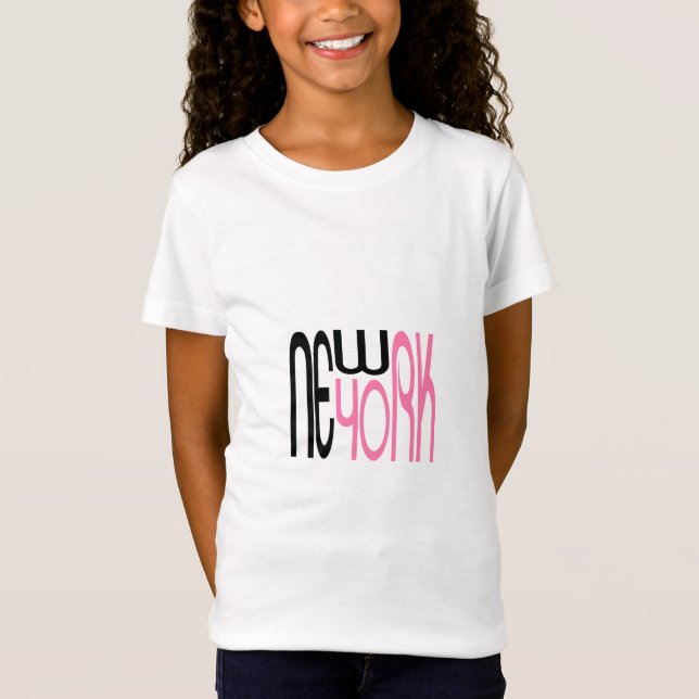 New-York-Typography Black Rosa T-shirt (Framsida)